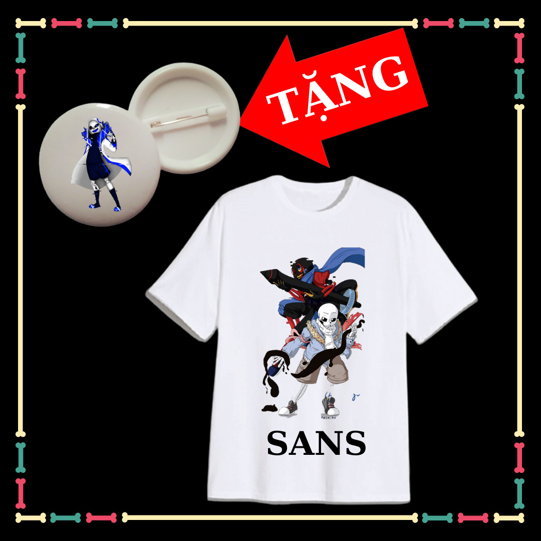 Áo thun Sans xịn xò tay ngắn đủ màu cho bé trai bé gái - áo biệt đội gangster Tặng HUY HIỆU Error 404 siêu ngầu