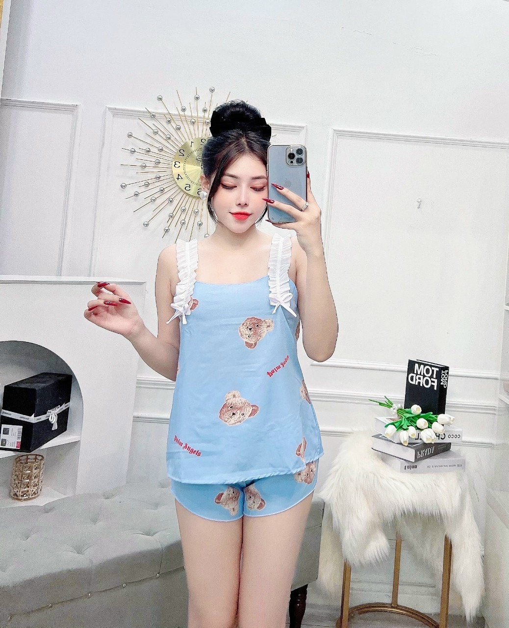 Set Áo Phối Bèo Vải Lụa Hàn Mát Mềm Mại Freesize dưới 60kg