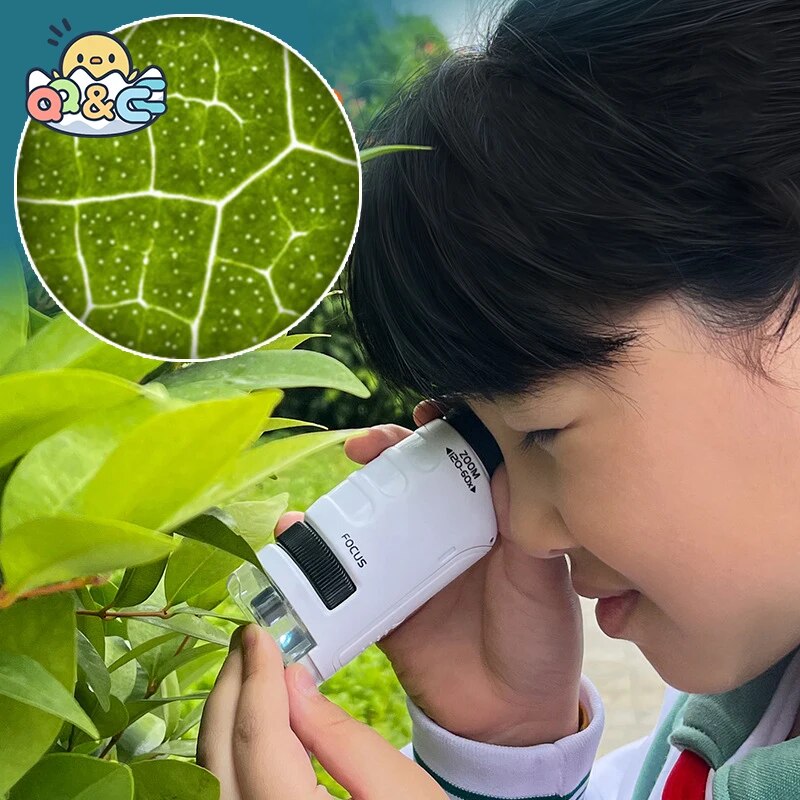 Bioscience Science Experiment 120X Children Microscope Kit Biological Specimen Portable Puzzle Educational Stem Toys For Kids
