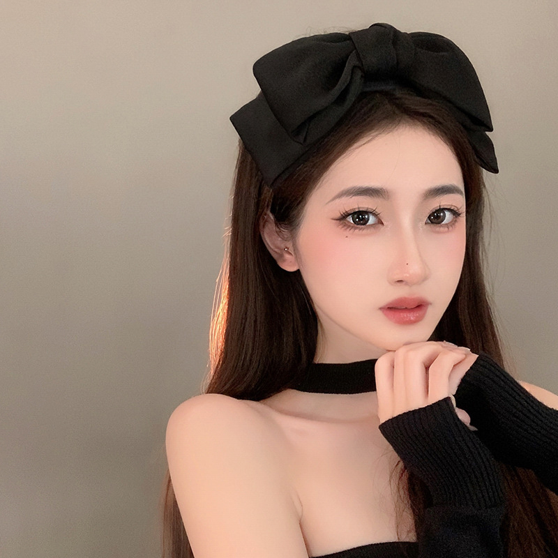 Sweet Black Bow Knot Hairband Temperament Elegant Headband For Women Korean Style Fashion Headdress Girls Hair Accessories. 