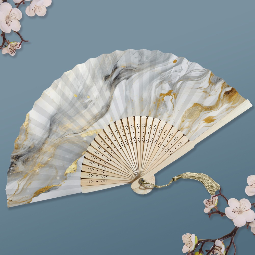 Portable Colorful Tassel Bamboo Folding Fan Gilding Elegant Antiquity ...