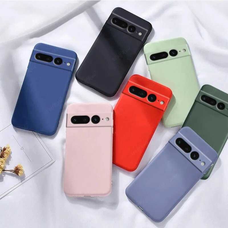 Google Pixel 8A Liquid Silicone Casing For Google Pixel 8 A Pro Pixel8a pixel8pro 7pro 7a 6a pixel7 2024 Camera lens Protection Phone Case Shockproof Back Cover