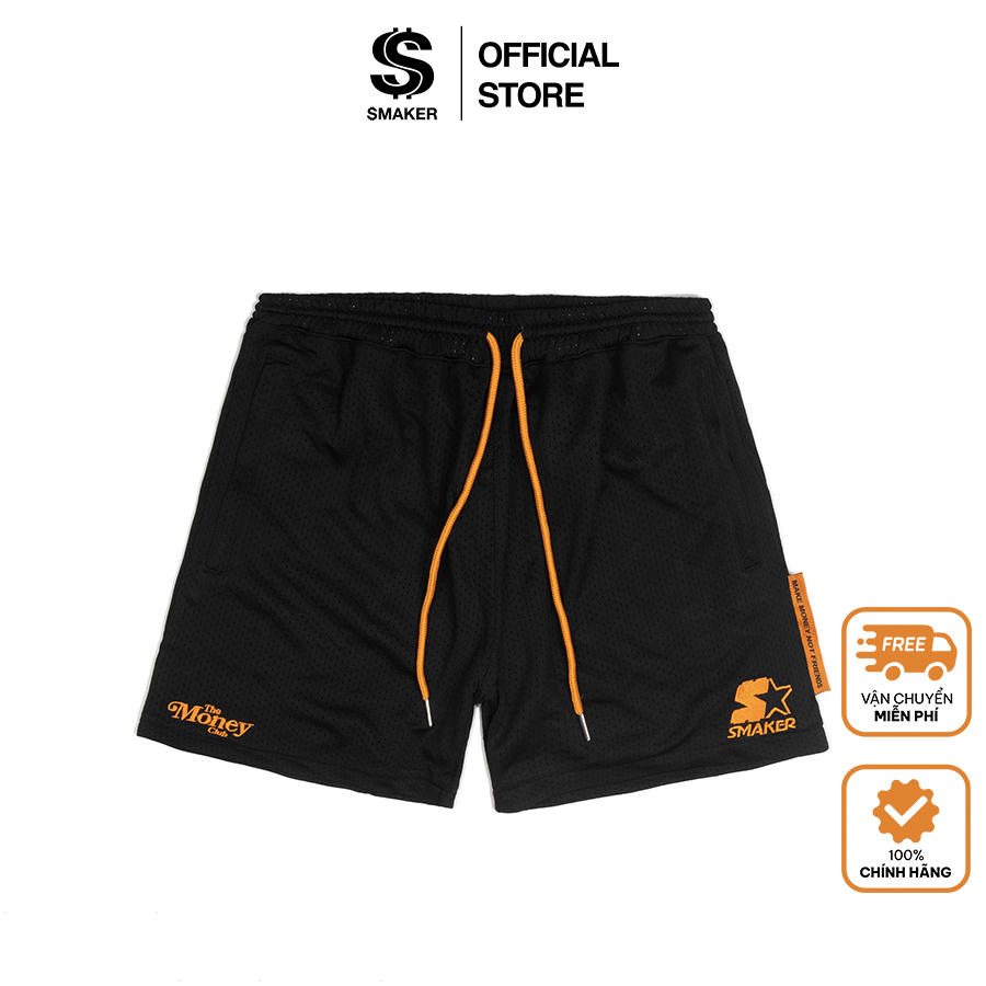 [SMAKER] Quần đùi vải lưới logo - LOGOS MESH SHORT IN BLACK