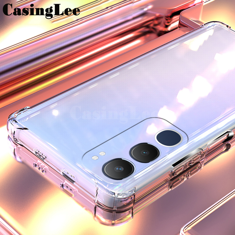 SEAHAI Cover per Vivo Y19s, Custodia Protettiva Ultra Sottile ed Elegante in Silicone TPU, Vetro a Colori Sfumato AntiGraffio Antiurto Case, Rosso Elegante
