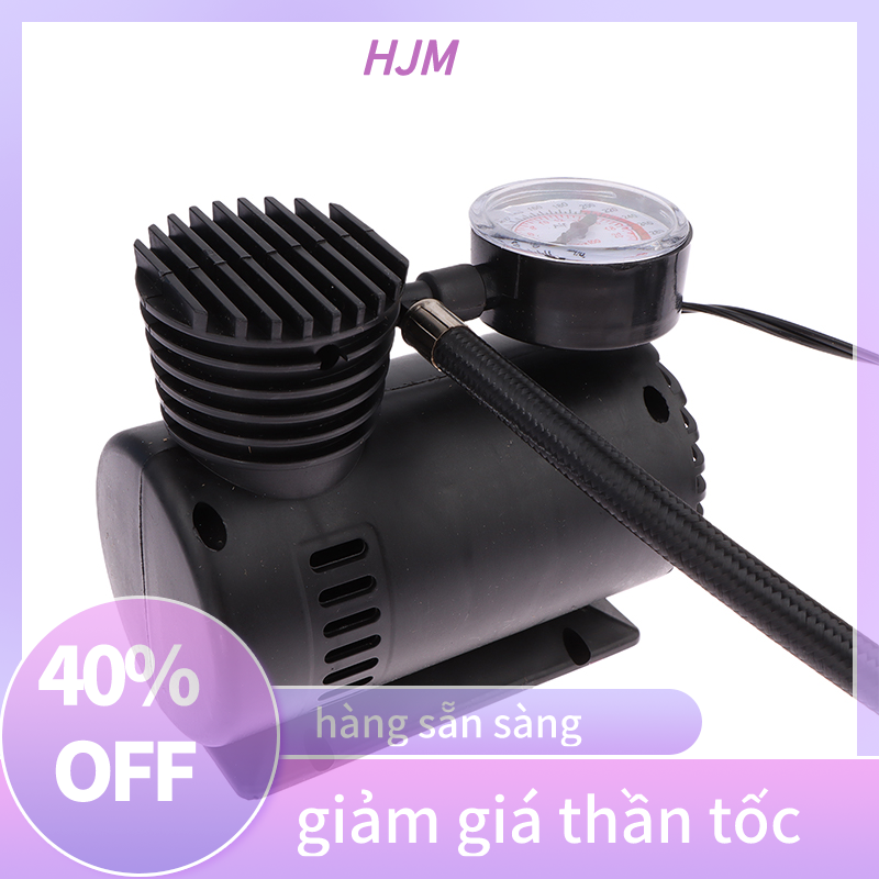 HJM Xách tay 12V 300PSI Mini Máy nén khí bơm lốp lốp Inflator 15lpm nhanh chóng thổi phồng xe lốp Inflator Tự động bơm Bộ