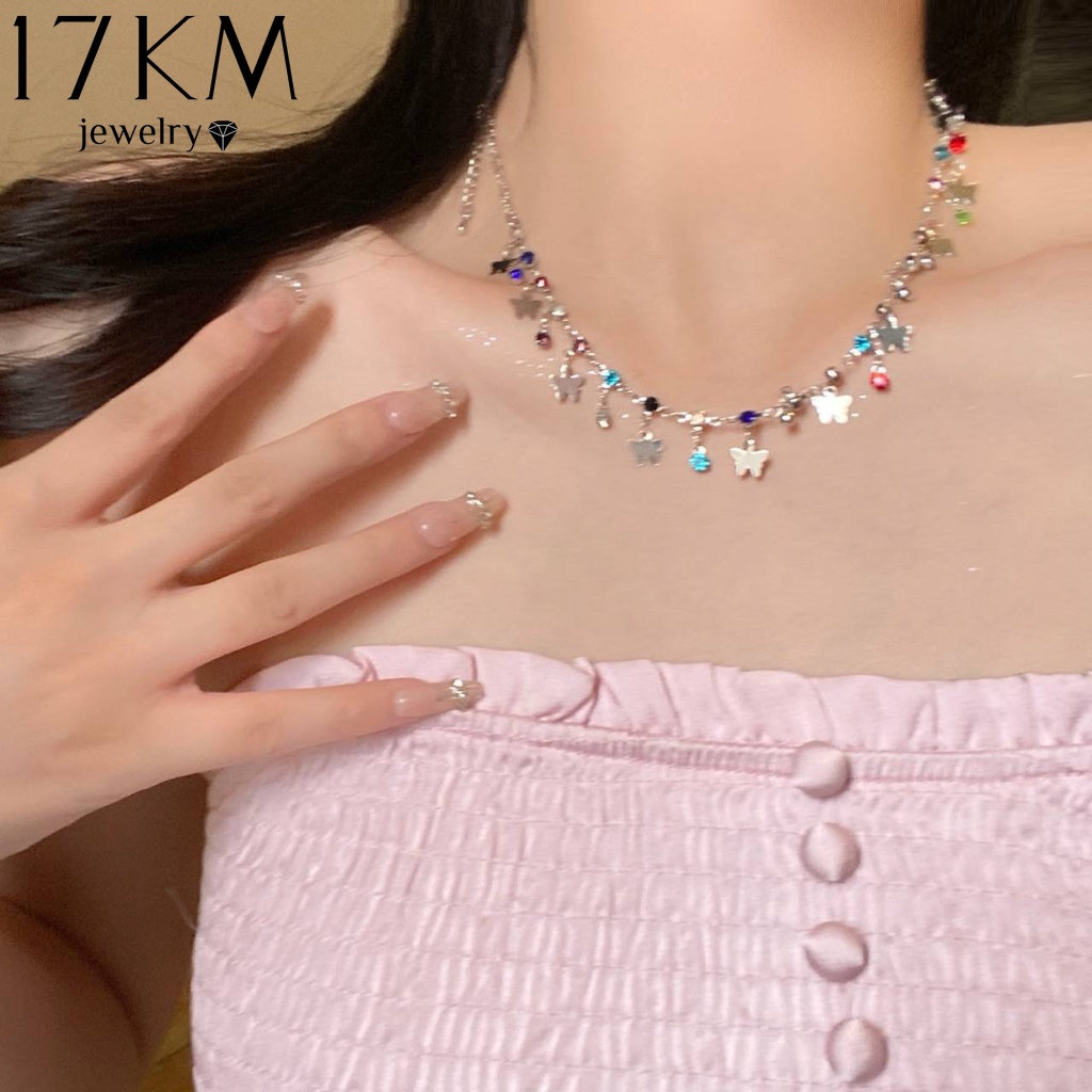 17km buộc chéo kiểu Hàn Quốc mặt Dây Chuyền Bướm Vòng cổ cho phụ nữ chàng hạt nhiều màu Zircon tim trăng cánh sao ngọc trai hoa tulip dây chuyền phụ kiện trang sức