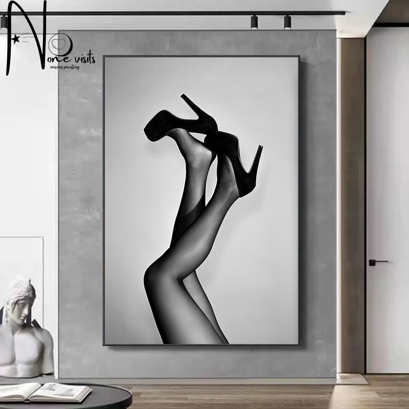 Fashionable and Sexy Women's High Heels Poster Printed Canvas Painting Modern Bedroom Home Decoration Wall Art Cuadros Printed Canvas Wall Painting