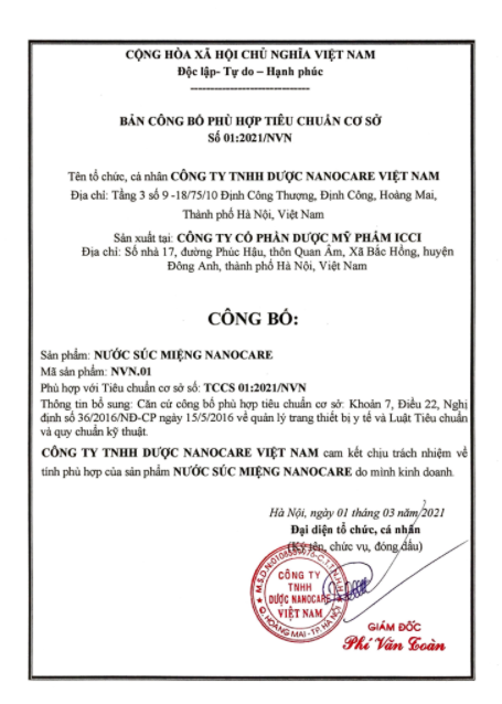Thảo dược súc miệng tinh chất Mật cau Nanocare 250ml