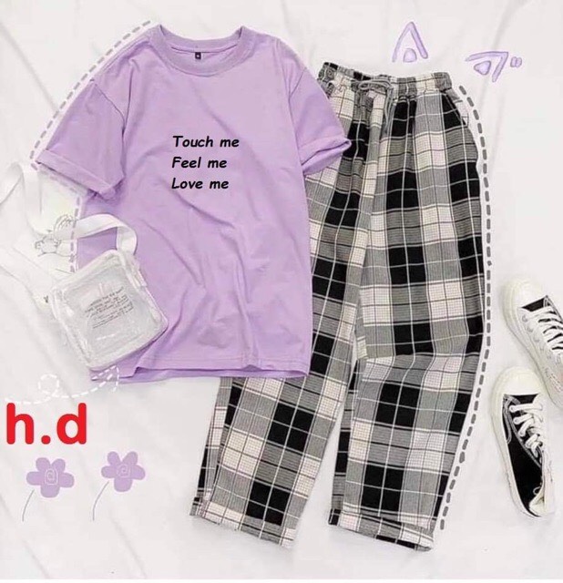 Sét áo touch me + quần kẻ caro đen HĐ12