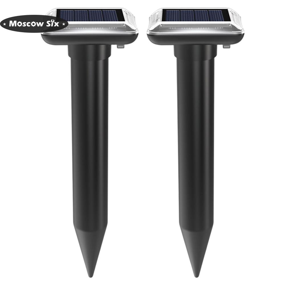 2pcs Solar Powered Snake Mole Repeller Waterproof Ultrasonic Solar Powered Animal Deterrent Rechargeable Battery Solar Power Repellers for Garden/Yard