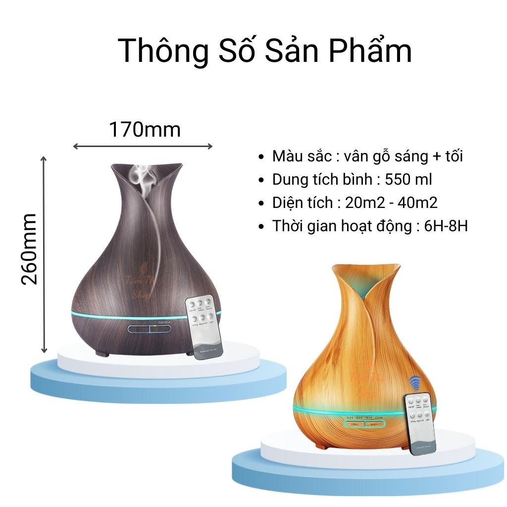 (Mua Máy Tặng Tinh Dầu)Máy Khuếch Tán Tinh dầu Aroma Tulip 550Ml Cao Cấp Cỡ Lớn Tạo ẩm Tỏa Hương Thơm Cho Gia Đinh Máy Tạo Ẩm Tỏa Diệt Khuẩn