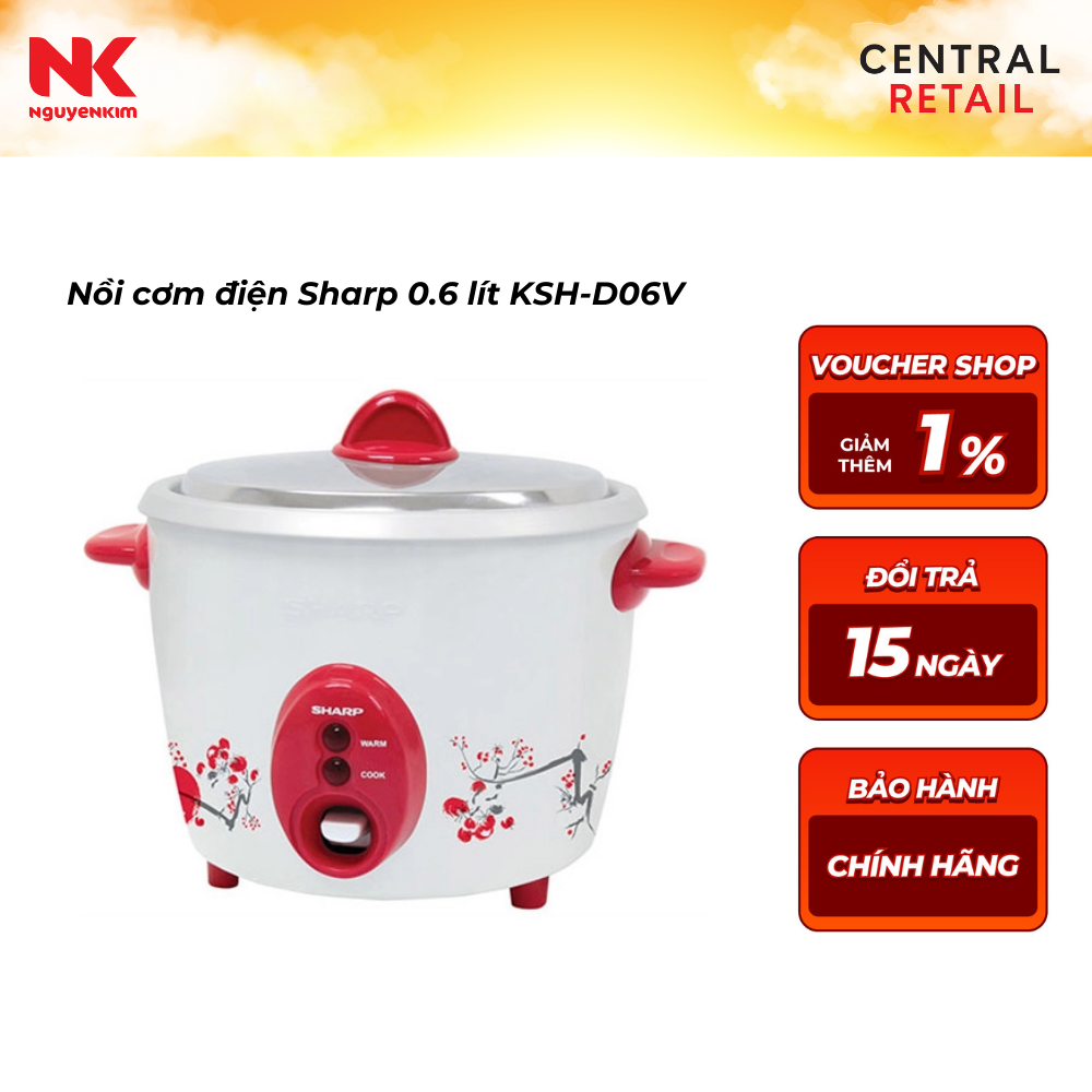 Nồi cơm điện Sharp 0.6 lít KSH-D06V - Giao màu ngẫu nhiên