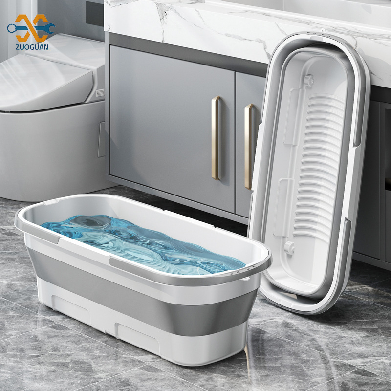 ZUOGUAN Foldable mop bucket rectangular mop bucket squeeze bucket single bucket drain basin car wash bucket storage