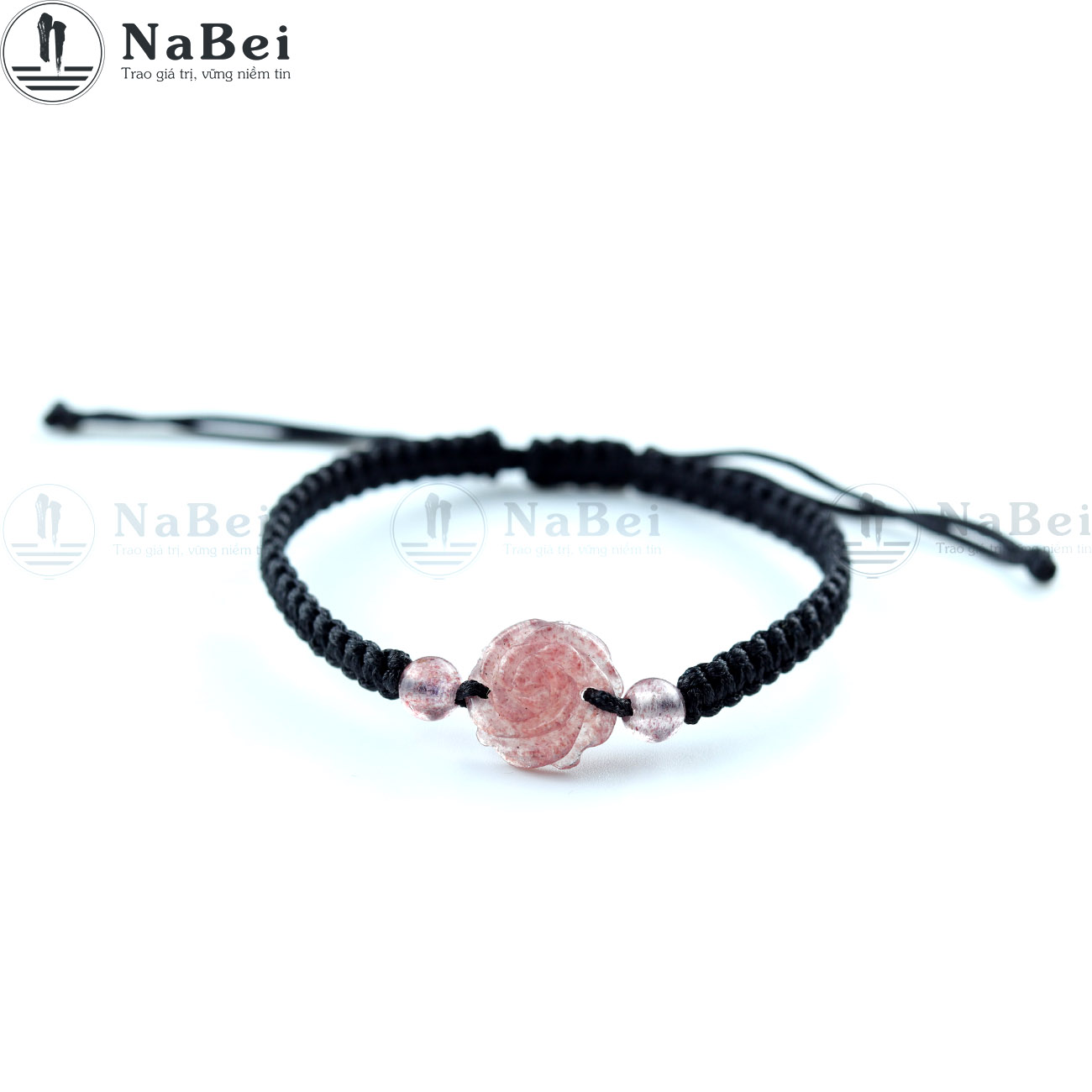 Vòng tay tết chỉ đá phong thủy mix hoa mẫu đơn kèm charm phù hợp mệnh kim, thủy, mộc, hỏa, thổ nb184 - phong thủy nabei store