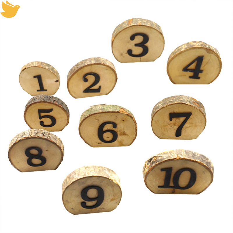 1-10 Digital Wooden Block Engraved Wedding Table Numbers Rustic Table Decor Ornaments