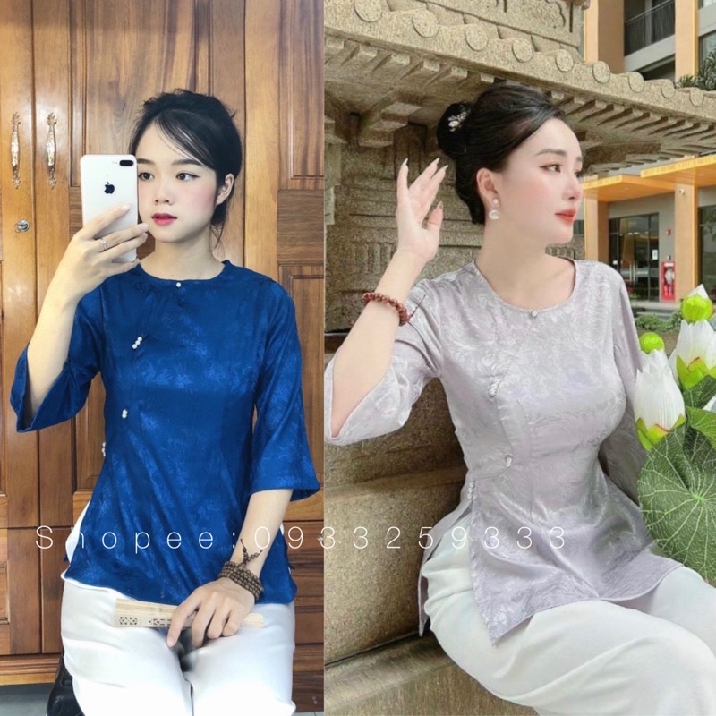 Đồ Lam Đi Chùa # Cài Xéo Ngọc