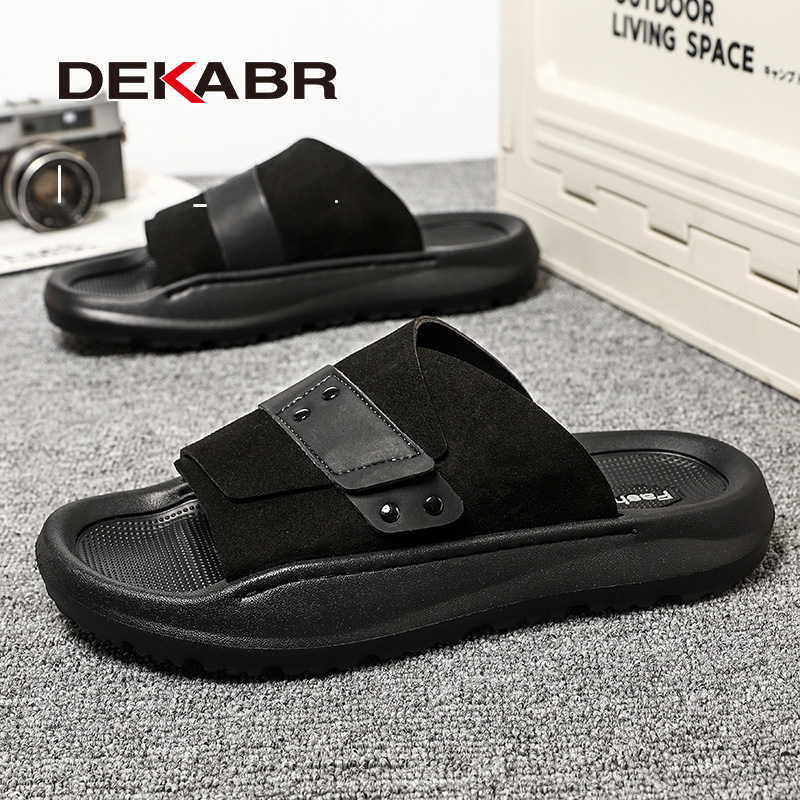 DEKABR Summer Men's Sandals Handmade Breathable Design Casual Beach Shoes Lightweight Soft Bottom Outdoor Sandals. 