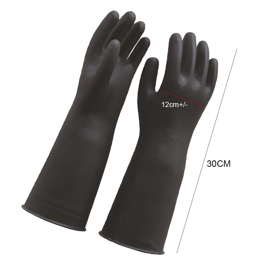 Industrial Rubber Glove Heavy Duty Sarung Tangan Getah Hitam Panjang ...