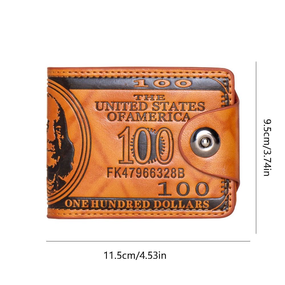 NPIQL US Dollar Pattern Dollar Pattern Wallet Buckle PU Leather Men's Wallet Retro Large Capacity PU Clutch Bag Men