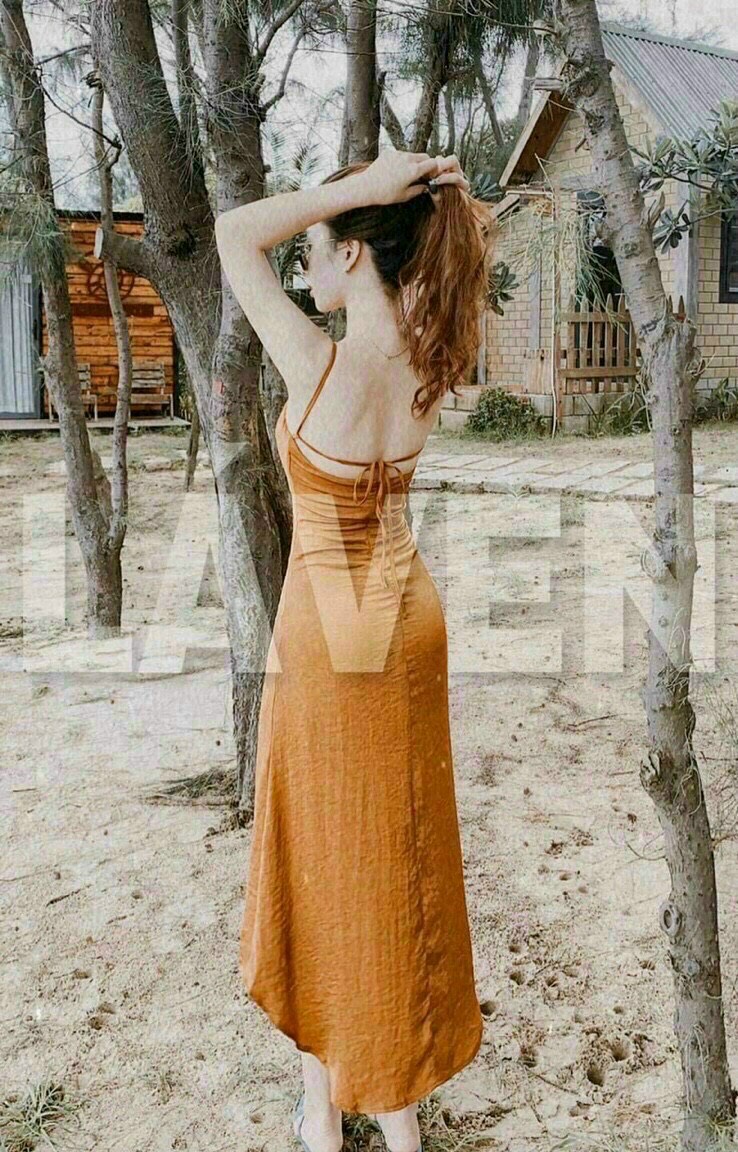 Đầm nữ maxi 2 dây có mút đi biển siểu đẹp thời trang thiết kế qc22