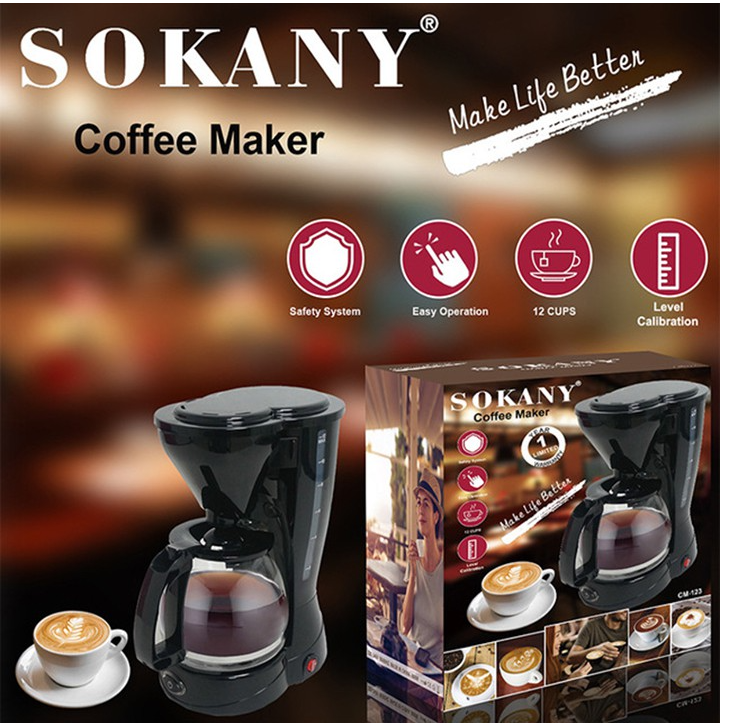 Espresso Machine cafe automatic coffee machine Sokany cm-102, polishing machine coffee foaming maker café household large capacity for 12-15 Cup anti-drip function headlight espresso support milk foaming for cappuccino enjoy charming flavor