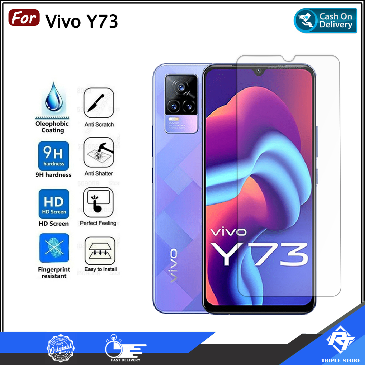 Tempered Glass Bening TIDAK Full Screen Vivo Y70 Y70s Y71 Y73 Y73s