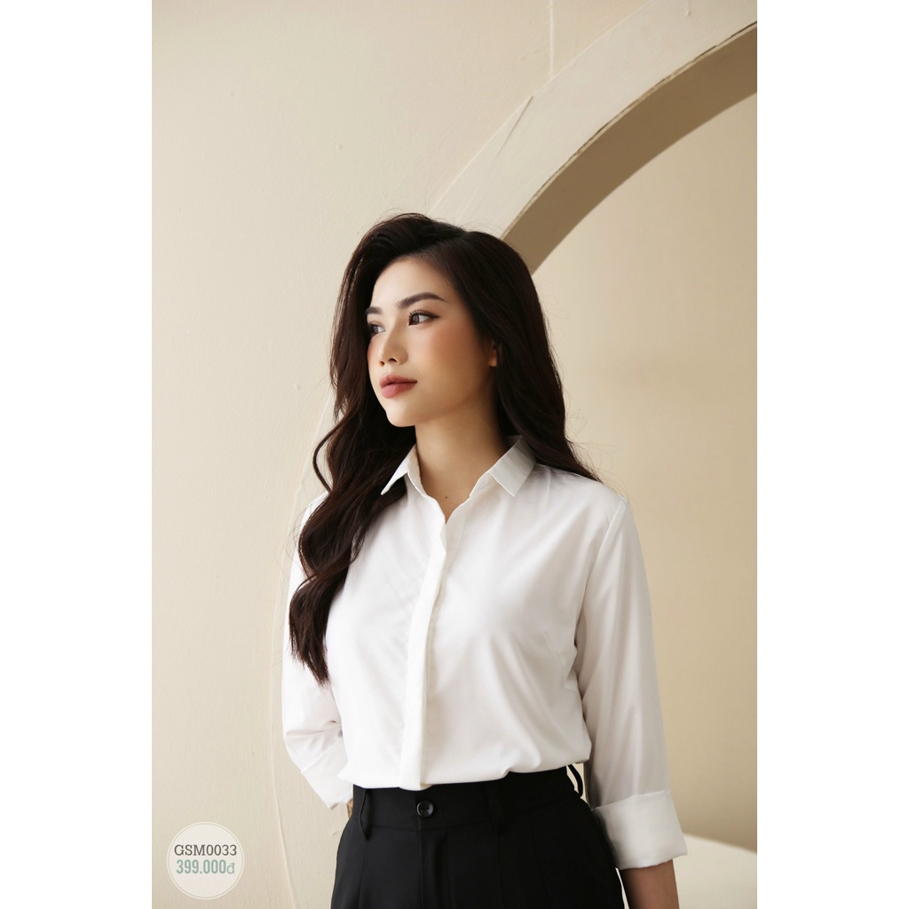 SƠ MI THÔ LỤA DÀI TAY 20AGAIN GSM0033