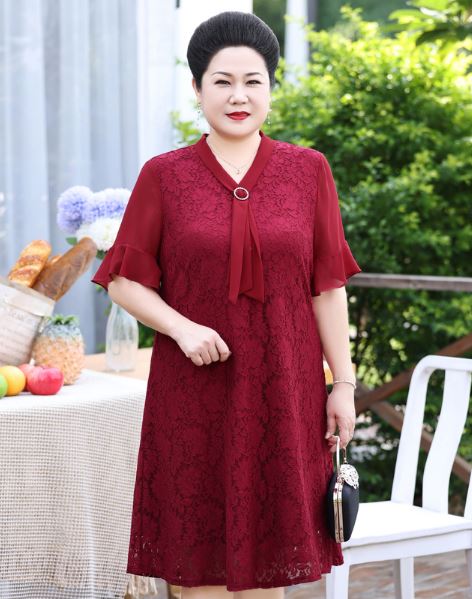 Đầm suông ren trung niên bigsize cao cấp - BSr322
