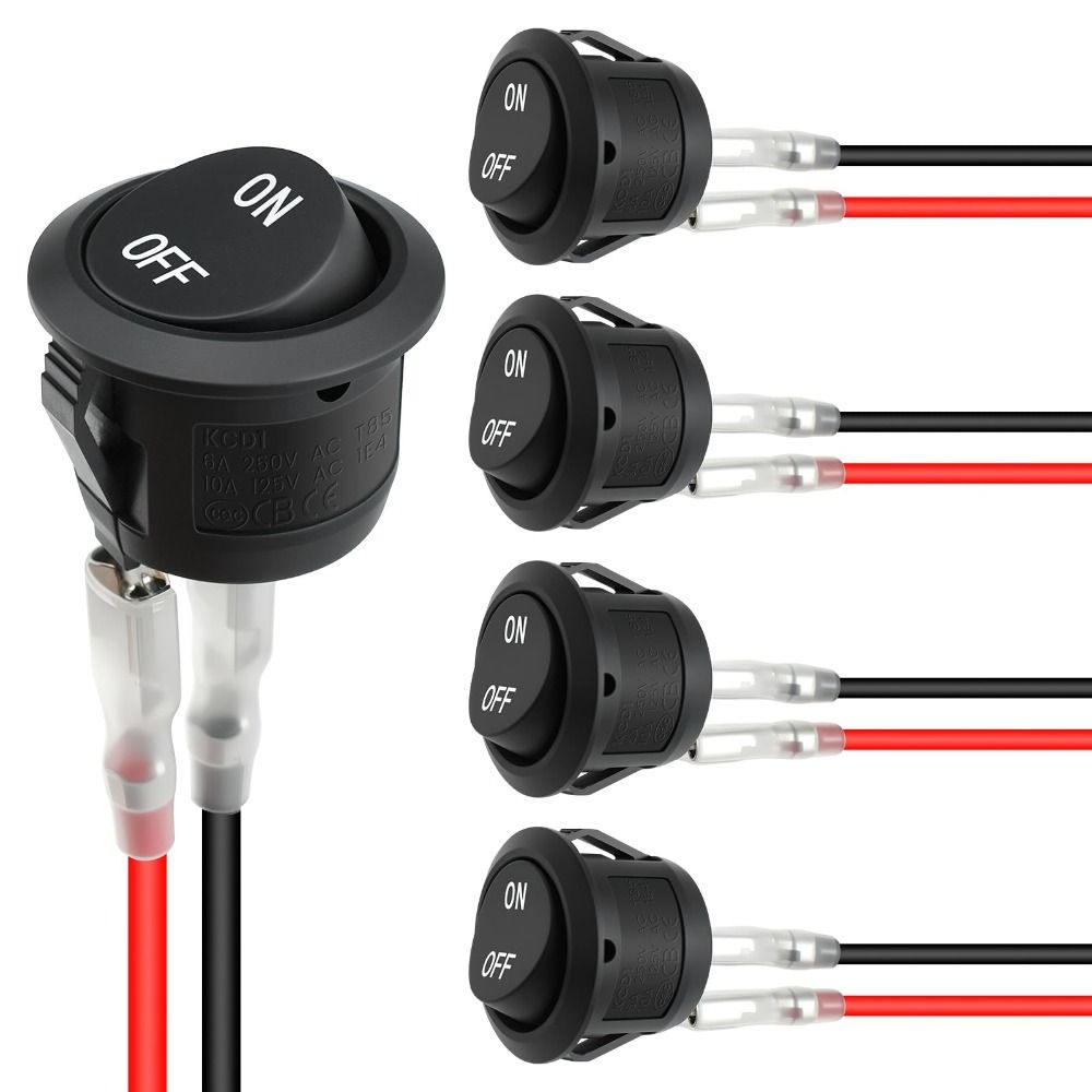 Small Rocker 2 Pin Round Rocker Switch Black ON-OFF Toggle Switch 2nd ...