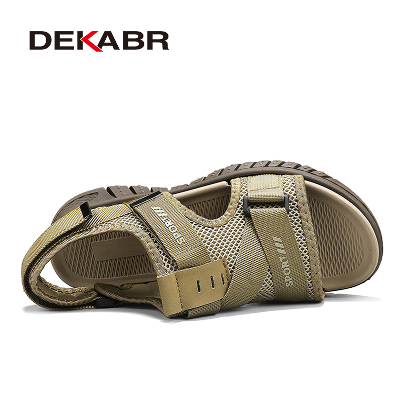 DEKABR New Fashion Men Sandals Mesh Genuine Hide Patchwork Hollow-Out Breathable Summer Shoes. 