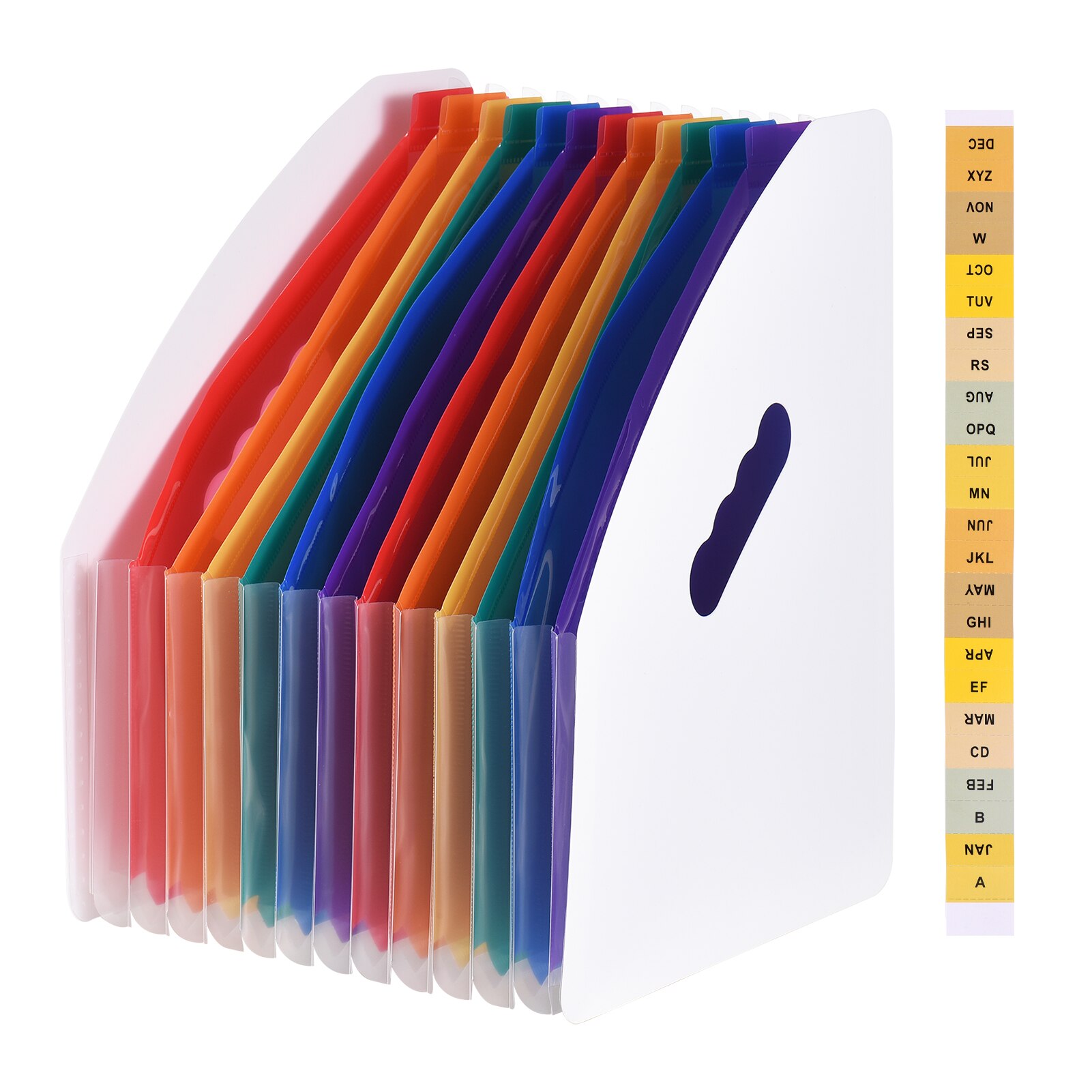 12 Pockets Expanding File Folder Accordian File Organizer A4 Letter Size Document Organizer File Rack Rainbow Color for Home