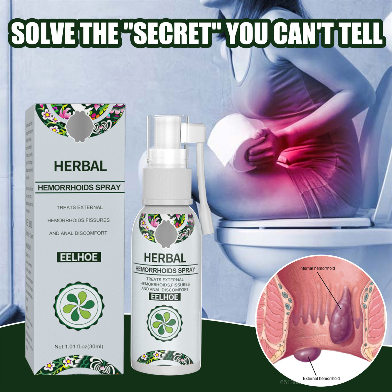 30ml Hemorrhoid Treatment Spray Soothing External Hemorrhoids Calms Spray for Discomfort Found with Hemorrhoids30ml Hemorrhoid Treatment Spray Soothing External Hemorrhoids Calms Spray for Discomfort Found with Hemorrhoids S6-TOP1A-VN