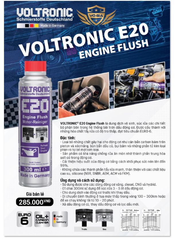 Dung dịch súc rửa động cơ VOLTRONIC E20 ENGINE FLUSH 1L - chiếc lẻ