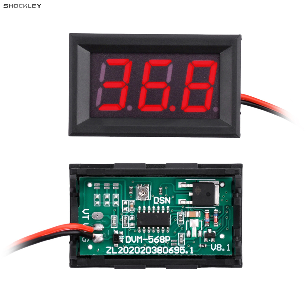 Shockley DC 5-120V Mini Voltmeter Blue LED Digital Display Panel Voltage Meter 2 Wire 0.56 Inch for Motorcycle Battery Monitor