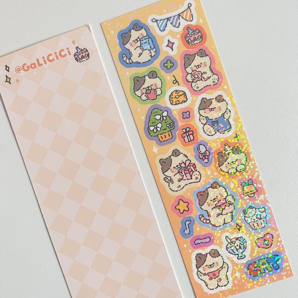 Sticker hình cún cán màn nhũ trang trí toploader