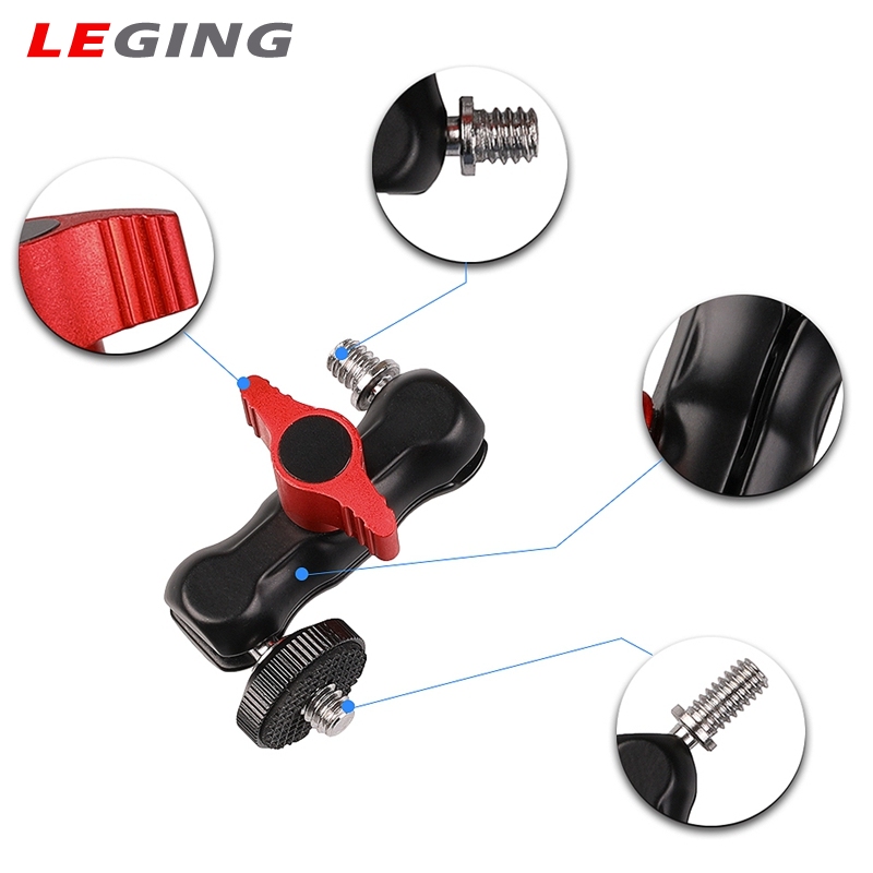 Multi-Function Ball Head Clamp Ball Mount Clamp ic Arm Super with 1/4inch-20 Thread for Camera Cage Rig Monitor