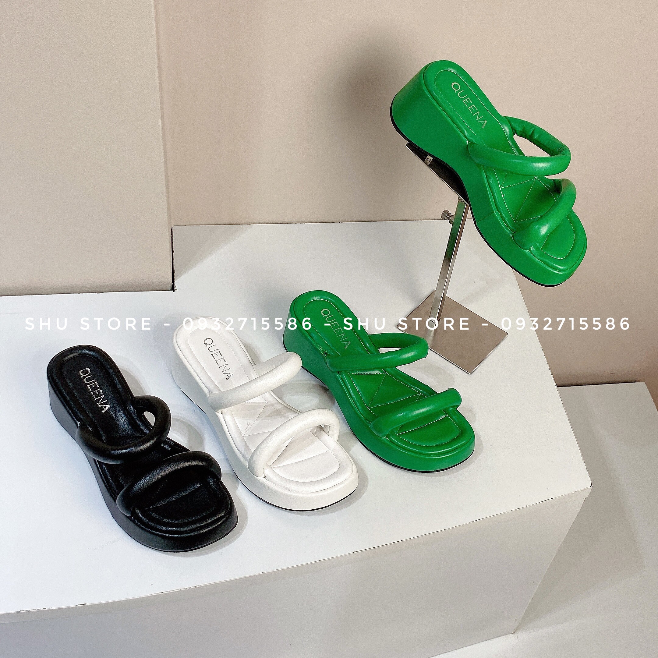 Dép đế xuồng shu store - dép đế xuồng 2 quai ngang phồng