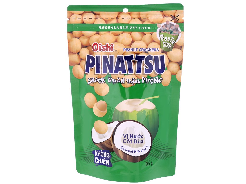Snack Nhân Đậu Phộng Oishi Pinattsu Vị Cốt Dừa