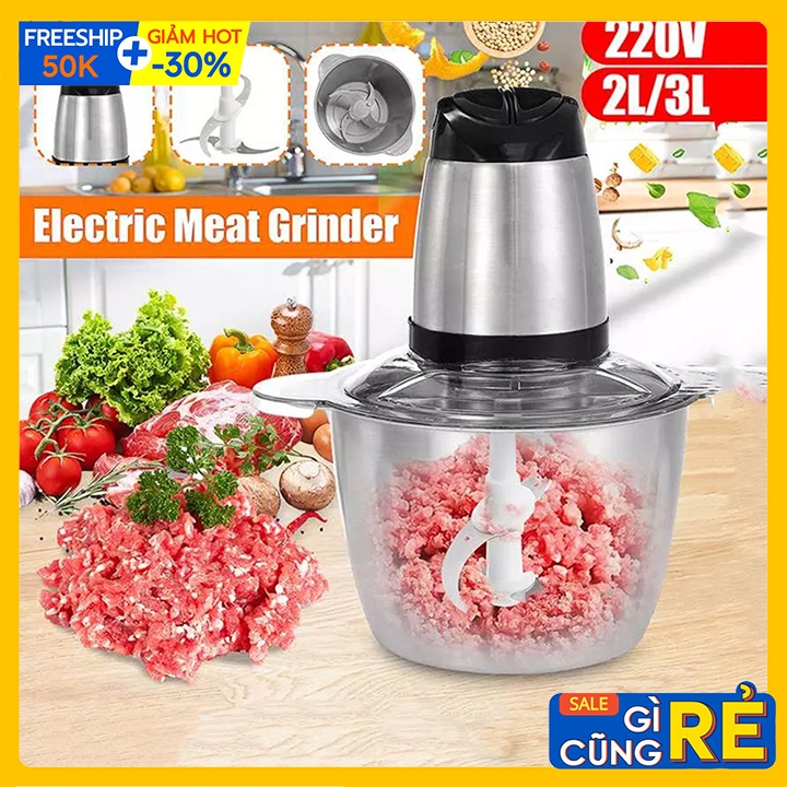 Máy xay thịt cối inox 4 lưỡi đa năng, công suất 600w siêu mạnh - xay thịt, xay tỏi ới, xay rau củ quả