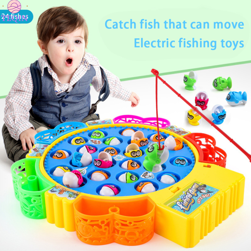 Magnetic Fishing Game Toy Rotating Fish Board Game With Music