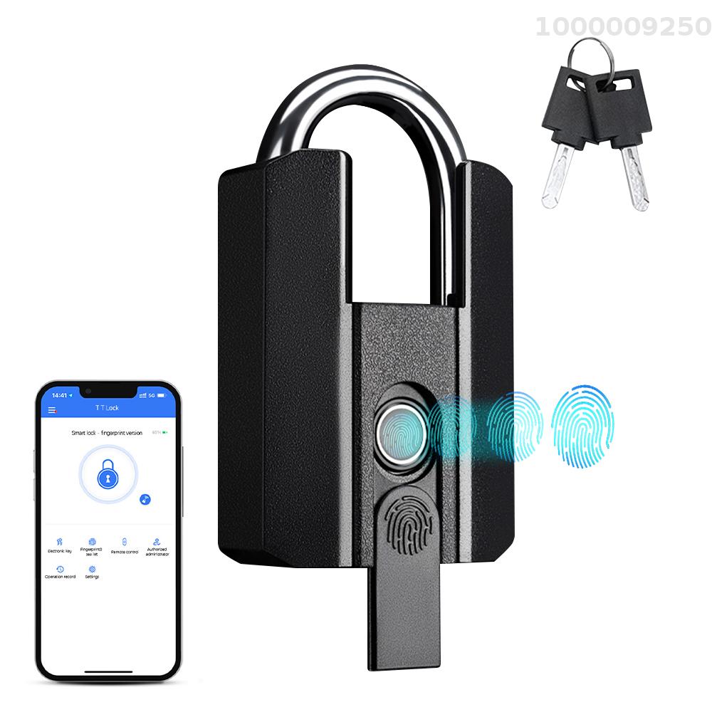 Aoresac Fingerprint Lock with Key Backup USB Rechargeable Key / BT TTLock APP / Fingerprint Unlock Smart Keyless IP67 Waterproof Fingerprint Padlock Ideal for Door Luggage Suitcase Office Locker