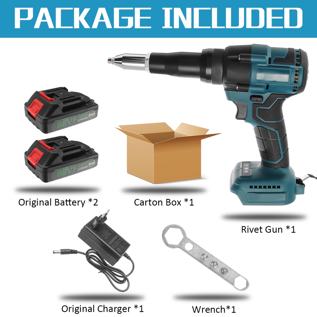 88V Cordless Rivet Nut Gun Brushess Electric Rivet Gun Drill Insert ...