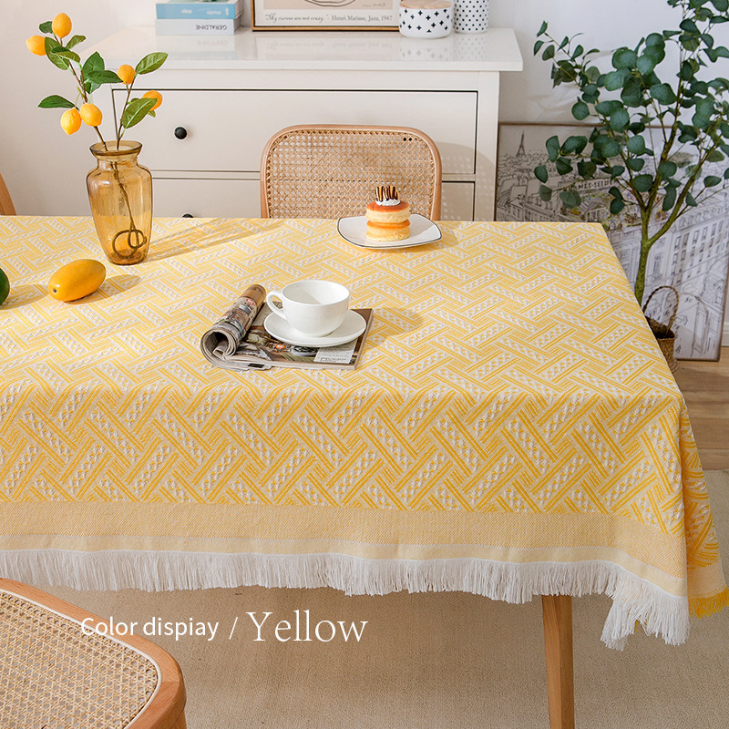 Nordic cotton and linen tablecloth rectangular coffee table tassel lace tablecloth photo luxury tablecloth internet celebrity round tablecloth camping