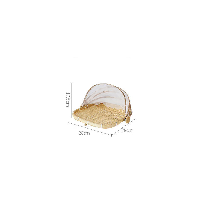 Handmade bamboo weaving products, bamboo baskets, steamed buns, household insect-proof bamboo baskets, drying bamboo woven dustpans, with nets to dry vegetables