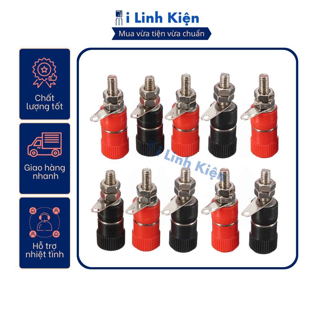Đôi jack bắp chuối cái 4mm (đen+đỏ)