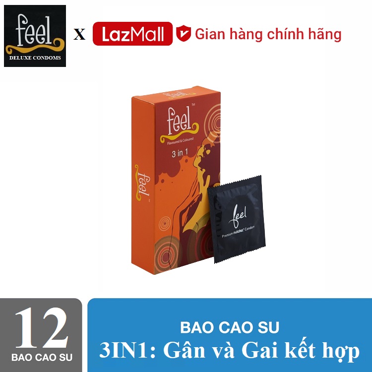 Bao cao su Feel 3 in 1 (12 bao) - Gân và Gai