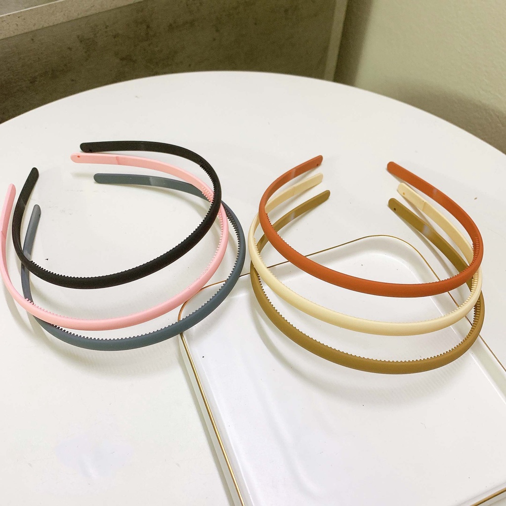Bờm cài tóc trơn satin bản nhỏ đơn giản dễ thương