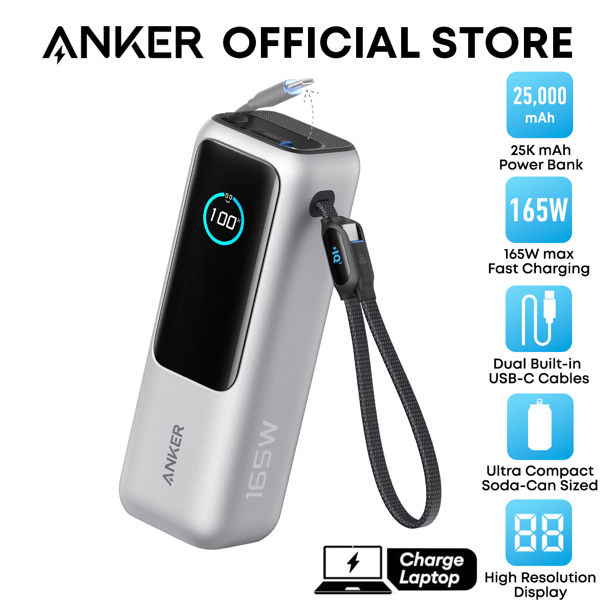 Anker Laptop Powerbank 25000mAh 165W Ultra Fast Charging Built-in
