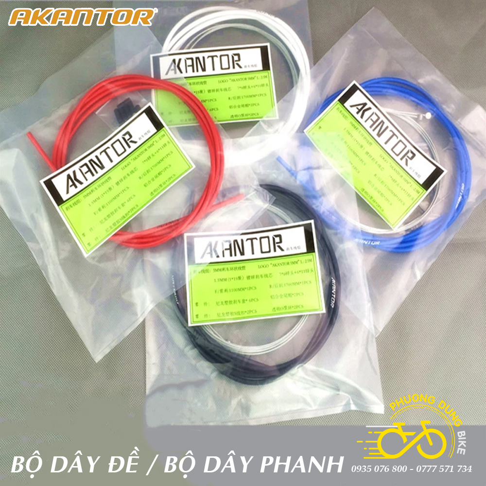 Bộ vỏ ruột dây đề, dây phanh xe đạp AKANTOR