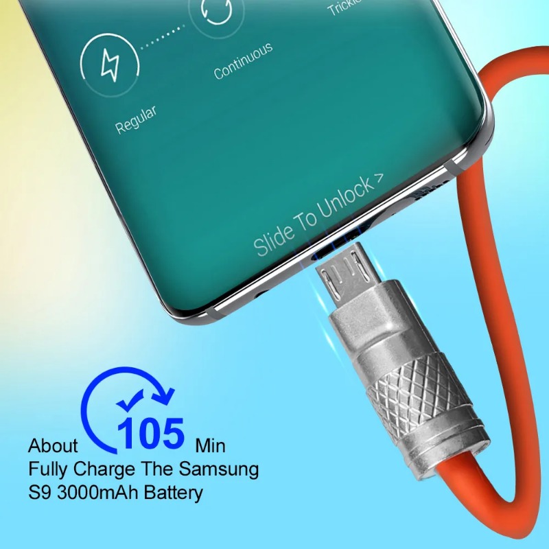 Micro USB Cáp sạc nhanh 120W 6A Hợp kim kẽm cáp điện thoại di động dây cho Samsung dữ liệu Android Xiaomi Redmi